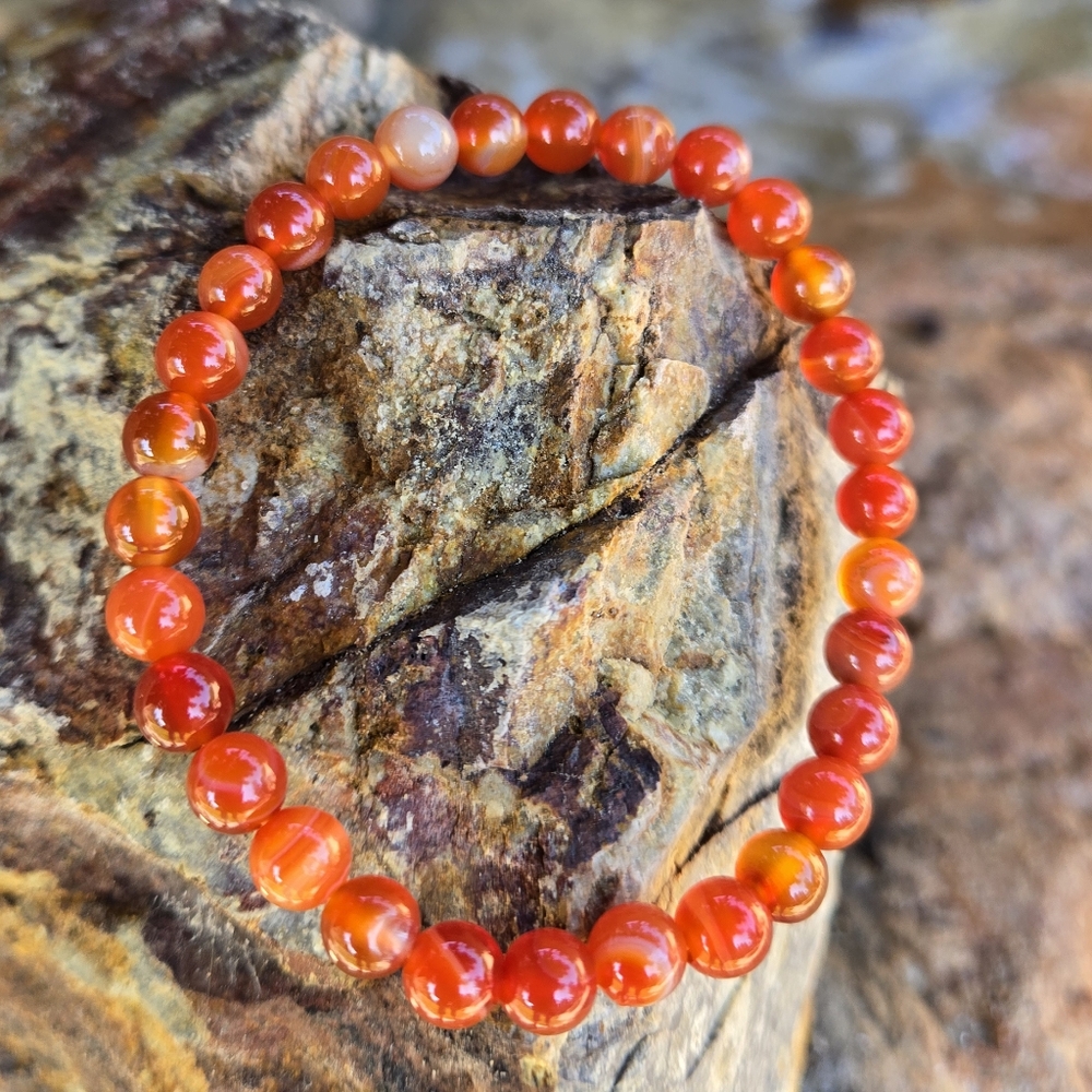 Reiki Charged And Cleansed Carnelian 6mm Crystal Bracelet